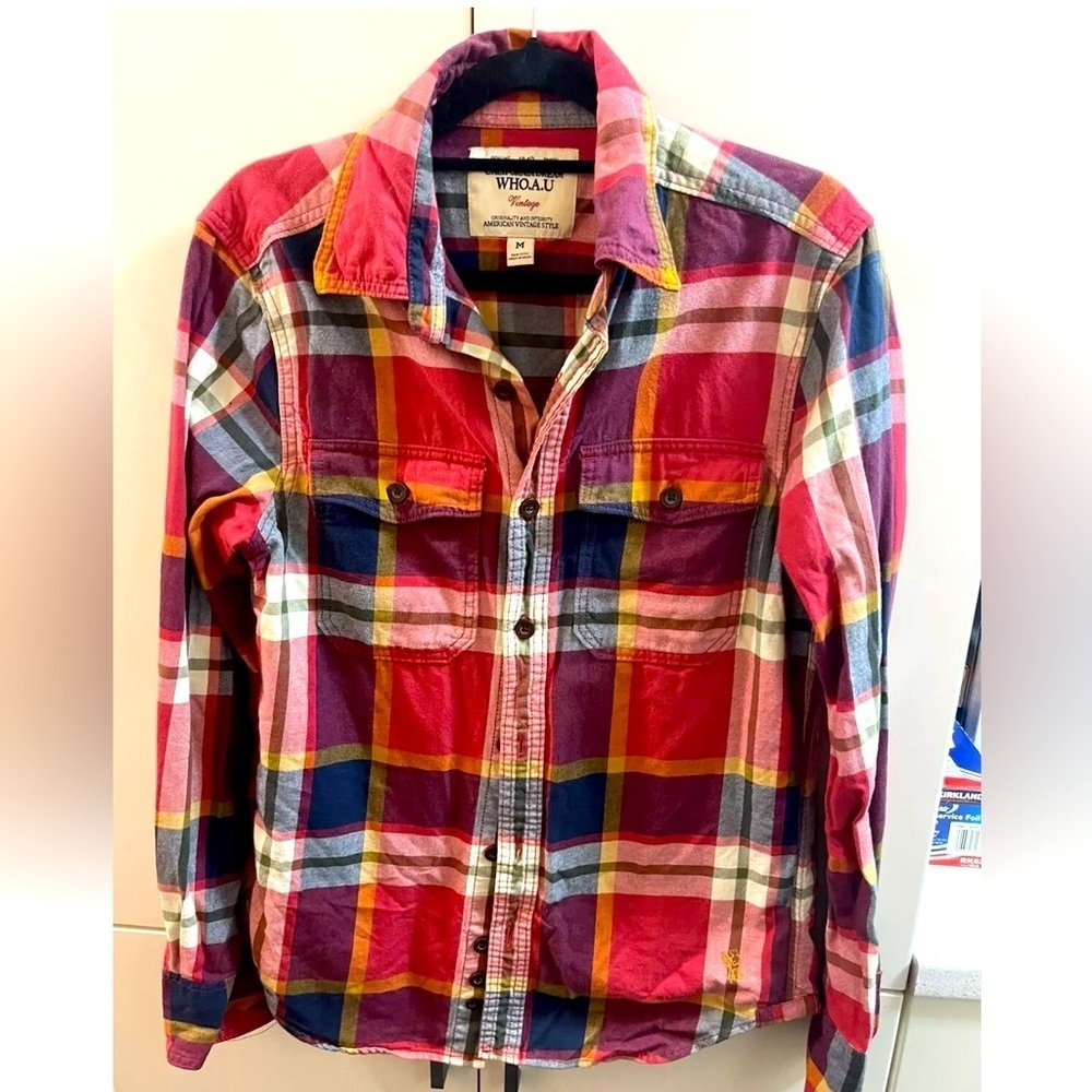 California Dream Shirt Mens Size M Plaid Flannel WHO AU American Vintage Style